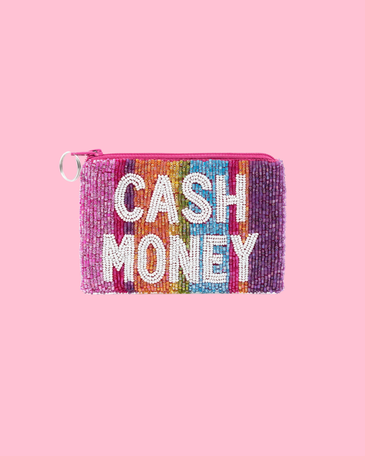 CASH MONEY Fuchsia Multi Stripe Coin Purse