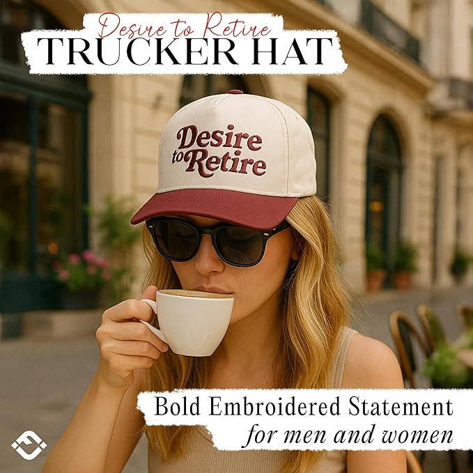 Two Tone Cap - Desire to Retire (Burgundy/Beige)