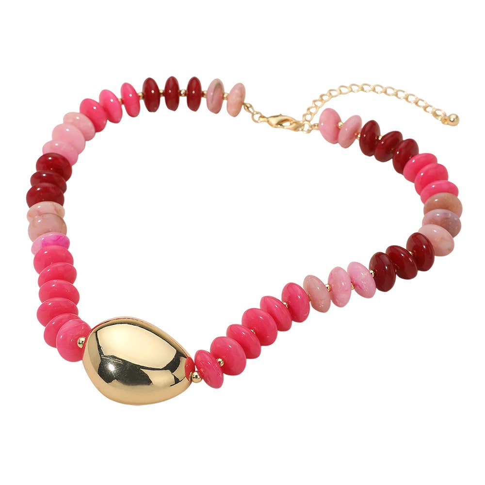 Chunky Pebble Resin Beaded Statement Necklace