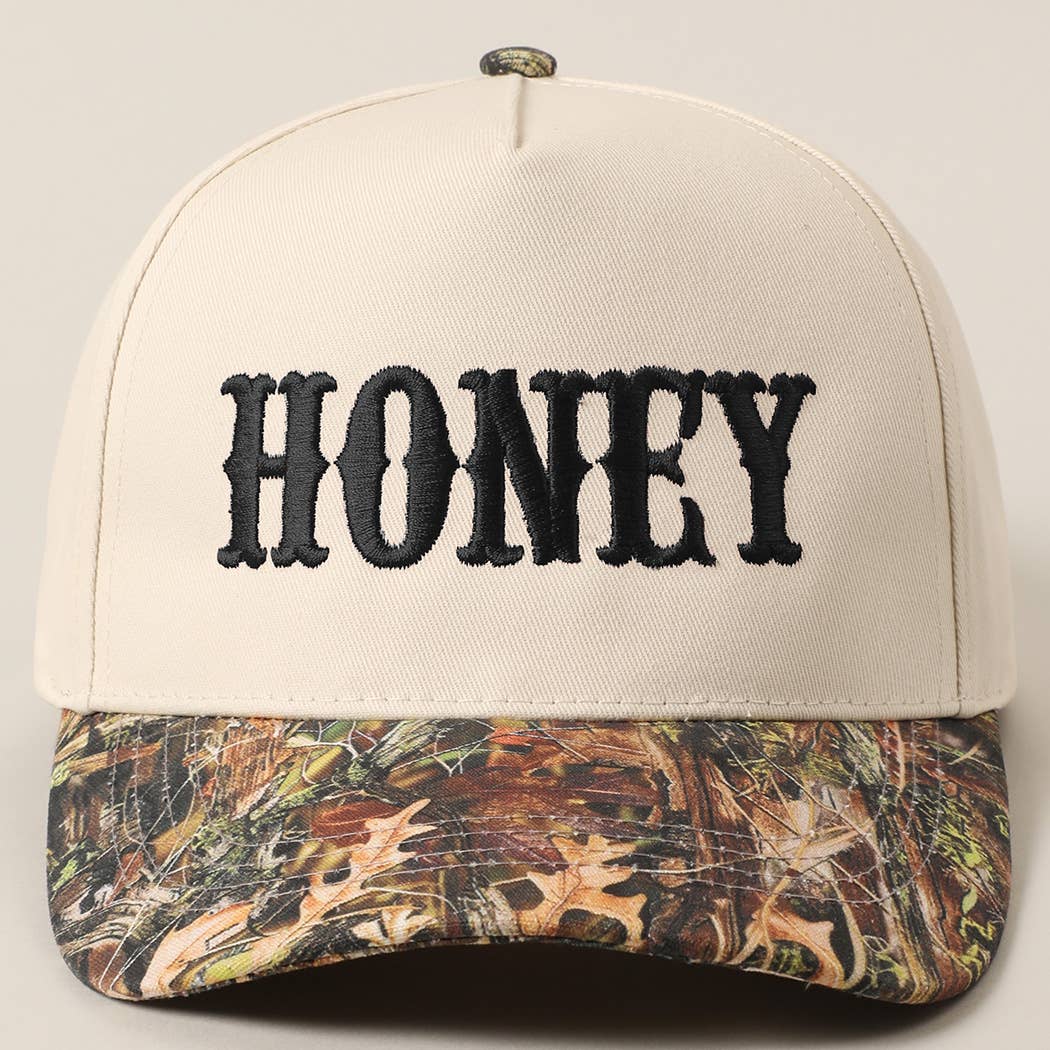 HONEY Lettering Embroidery Camo Two-Tone Cap
