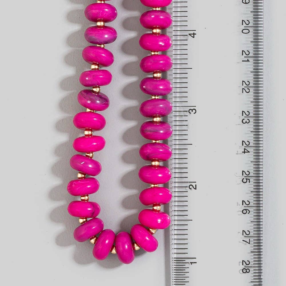 Marble Resin Disc Beaded Necklace