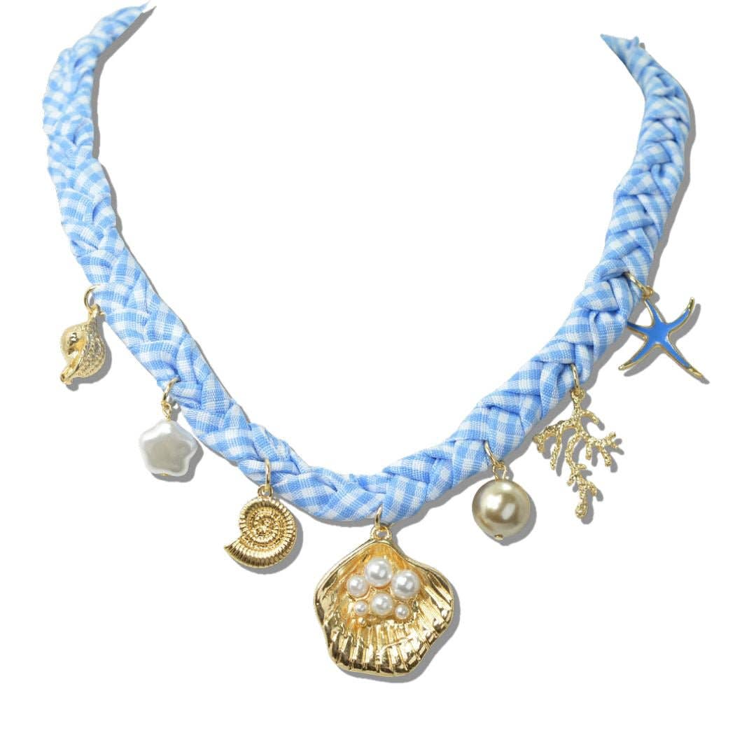 GINGHAM OCEAN COASTAL CHARM NECKLACE 111514