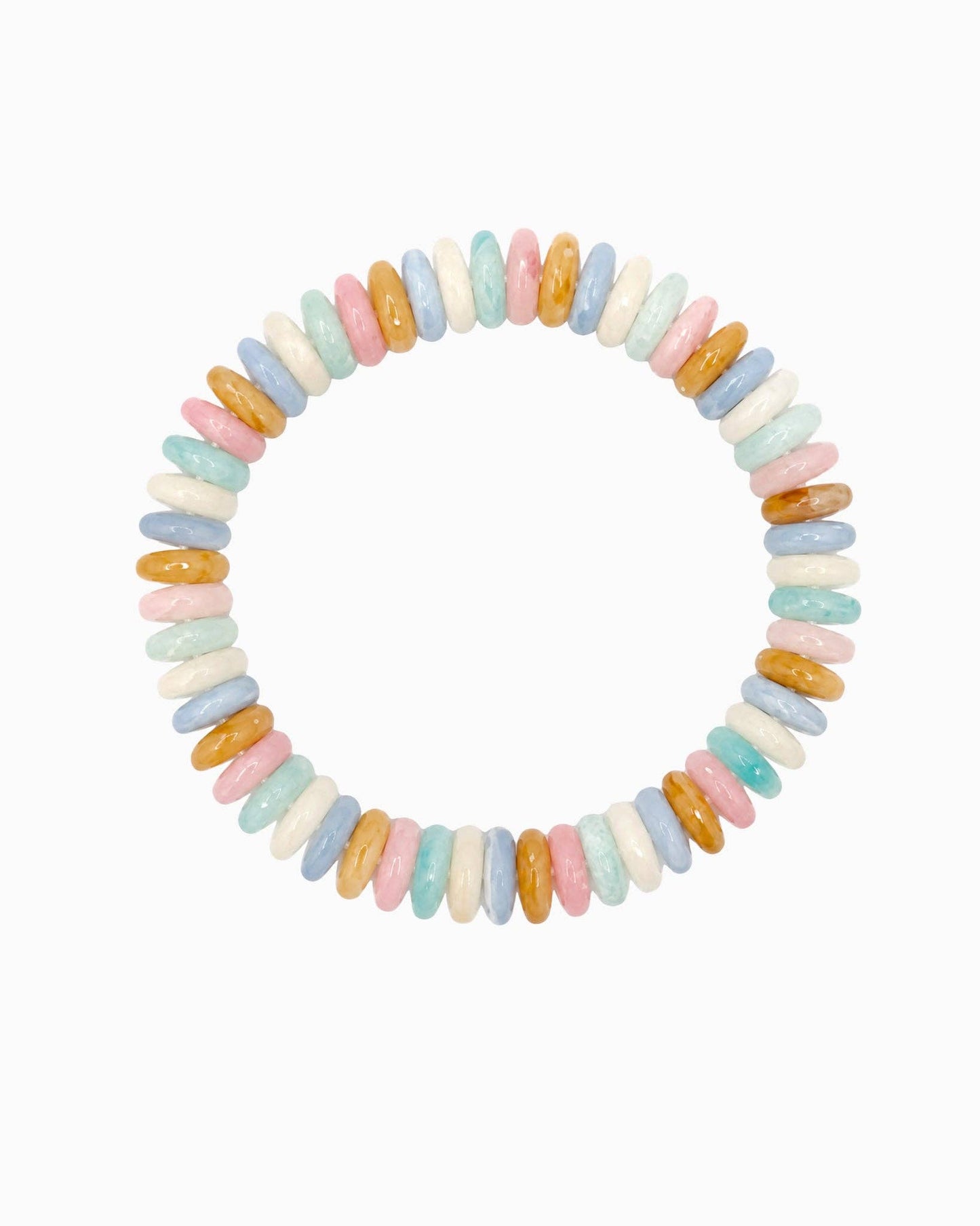 Summer Wide Disc Marble Beaded Stretch Bracelets