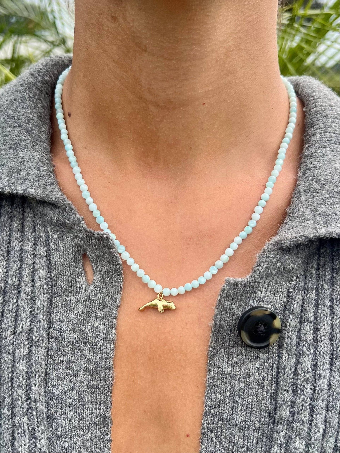 Beaded Manatee Necklace | Waterproof Surfer Beach Jewelry