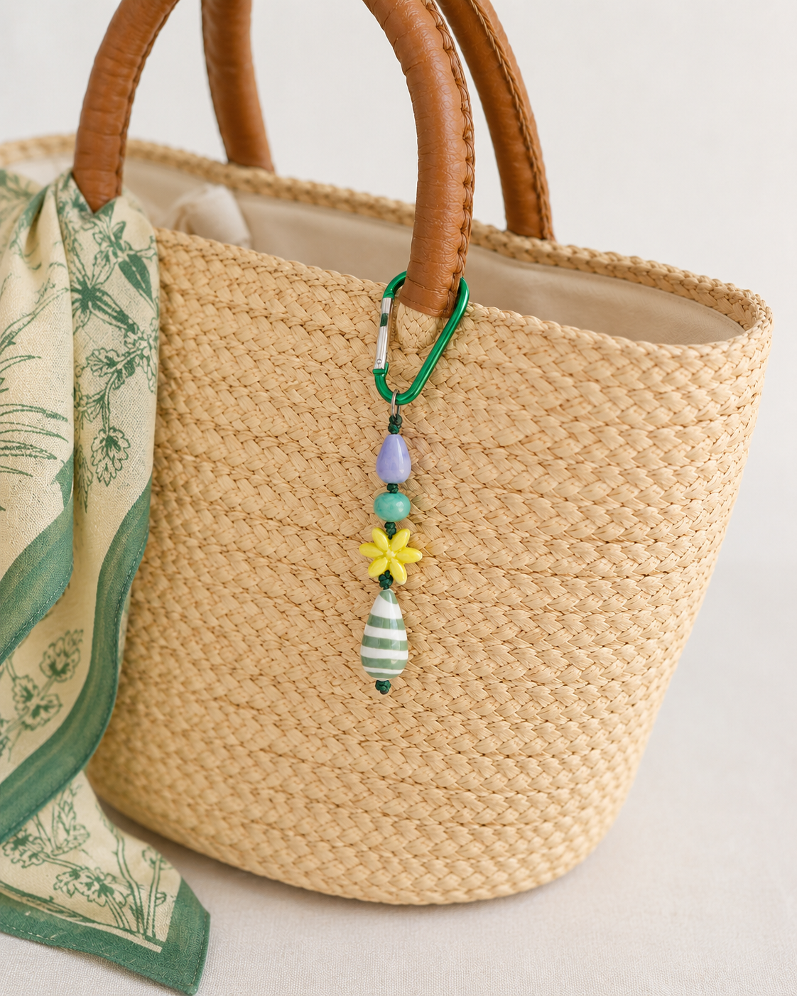 Green Ceramic Cord Carabiner Bag Charm Key Chain