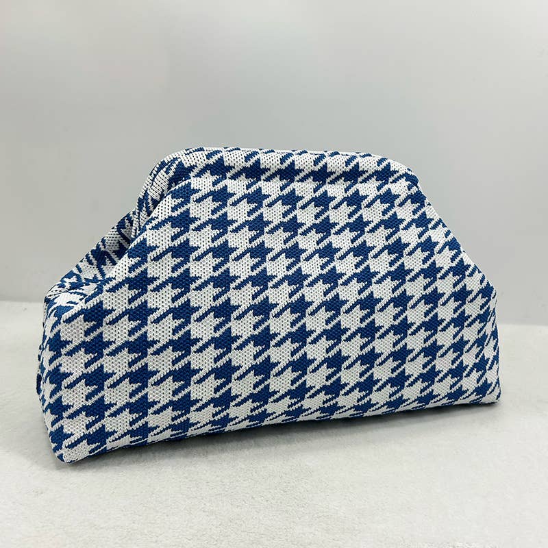 Stripe Knit Cosmetic Bag Geo Pattern Storage Clutch