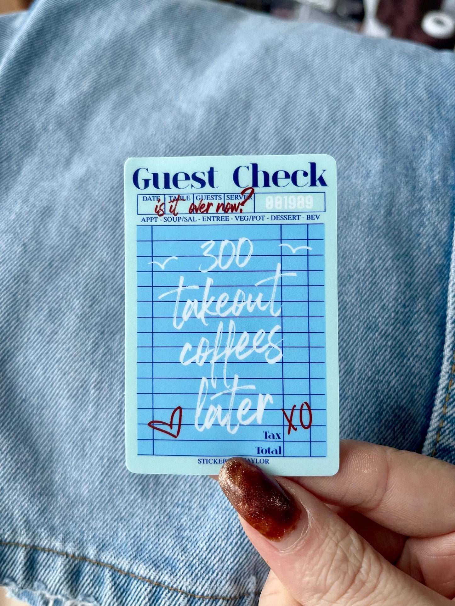 300 Coffees Inspired Guest Check Sticker