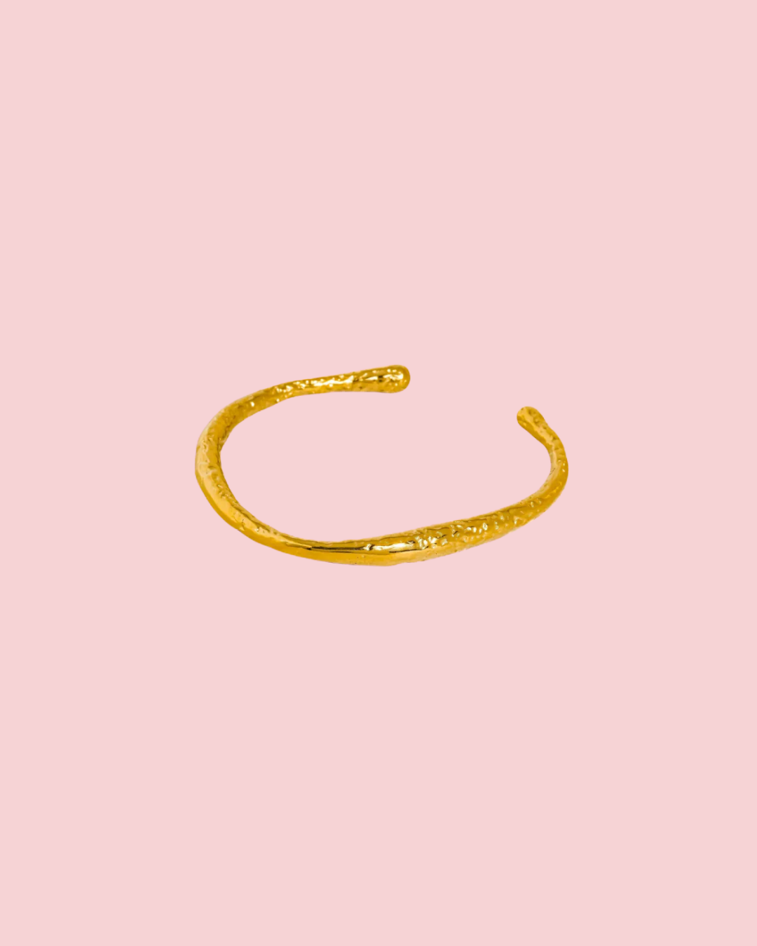 Ruvic 18K Gold Non-Tarnish Textured Open Cuff Bracelet