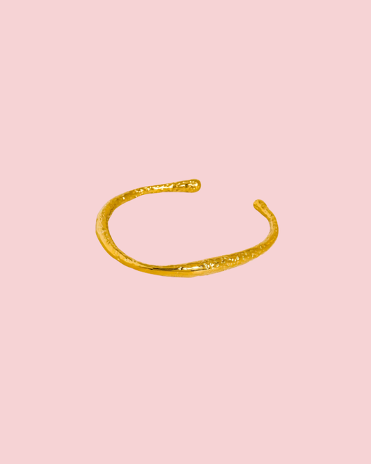 Ruvic 18K Gold Non-Tarnish Textured Open Cuff Bracelet