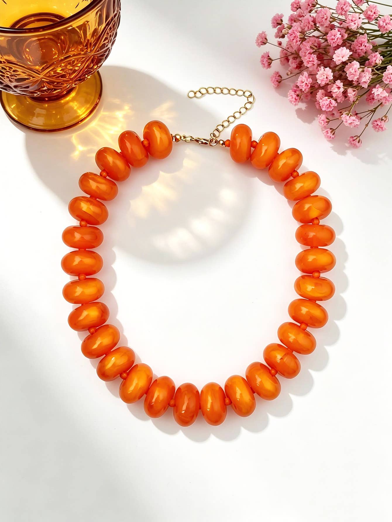 Flat Beaded Necklace Chunky Disc Choker Statement Jewelry