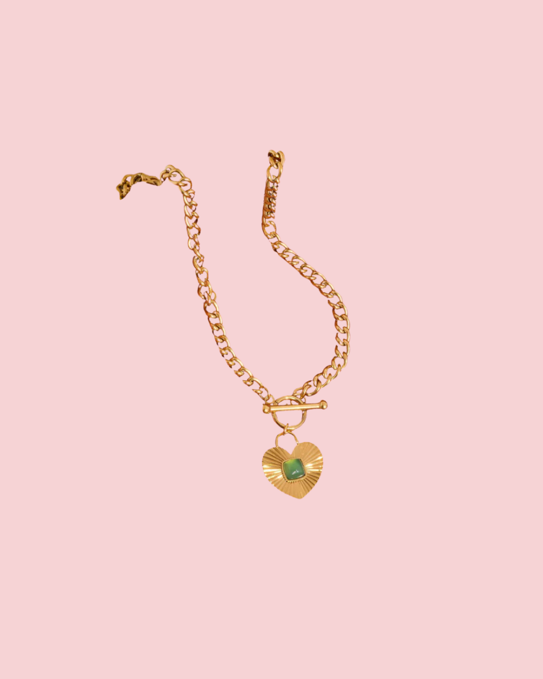 Après 18K Gold Non-Tarnish Green Heart Chain Necklace