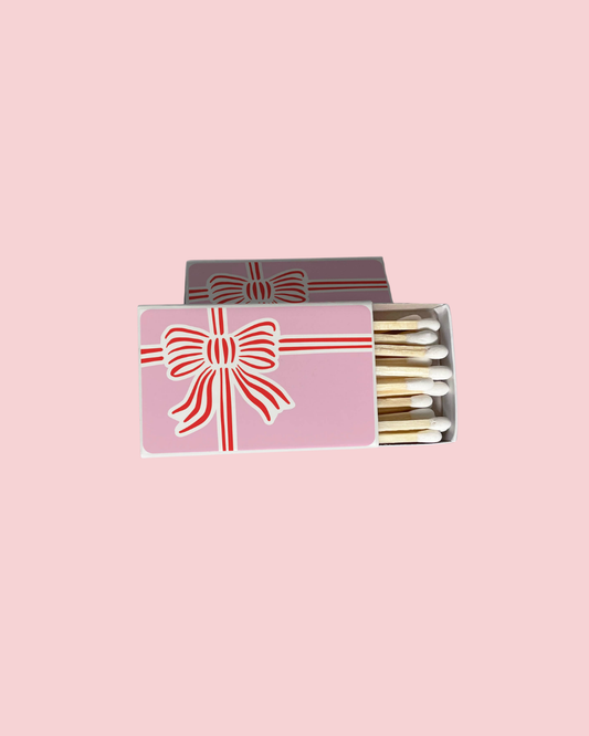 Red and Pink Stripe Bow Matchbook