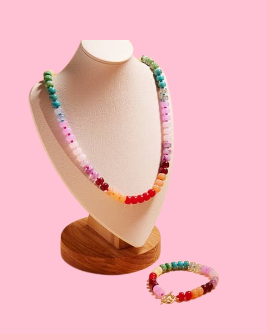 Flat Round Resin Beads Ombre Mixed Short Necklace