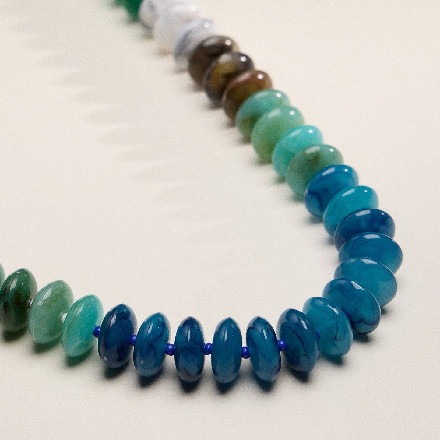Ombre Resin Bead Necklace with Oval Disk Shapes