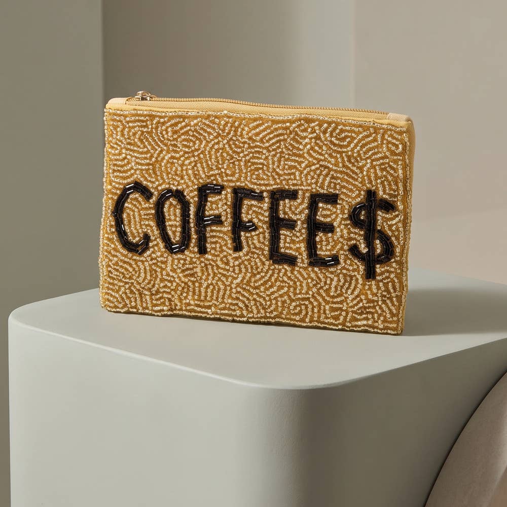 Coffee Money Seed Bead Coin Purse