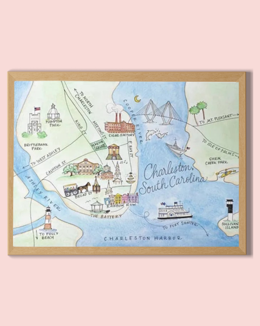 Charleston, South Carolina Map Art Print