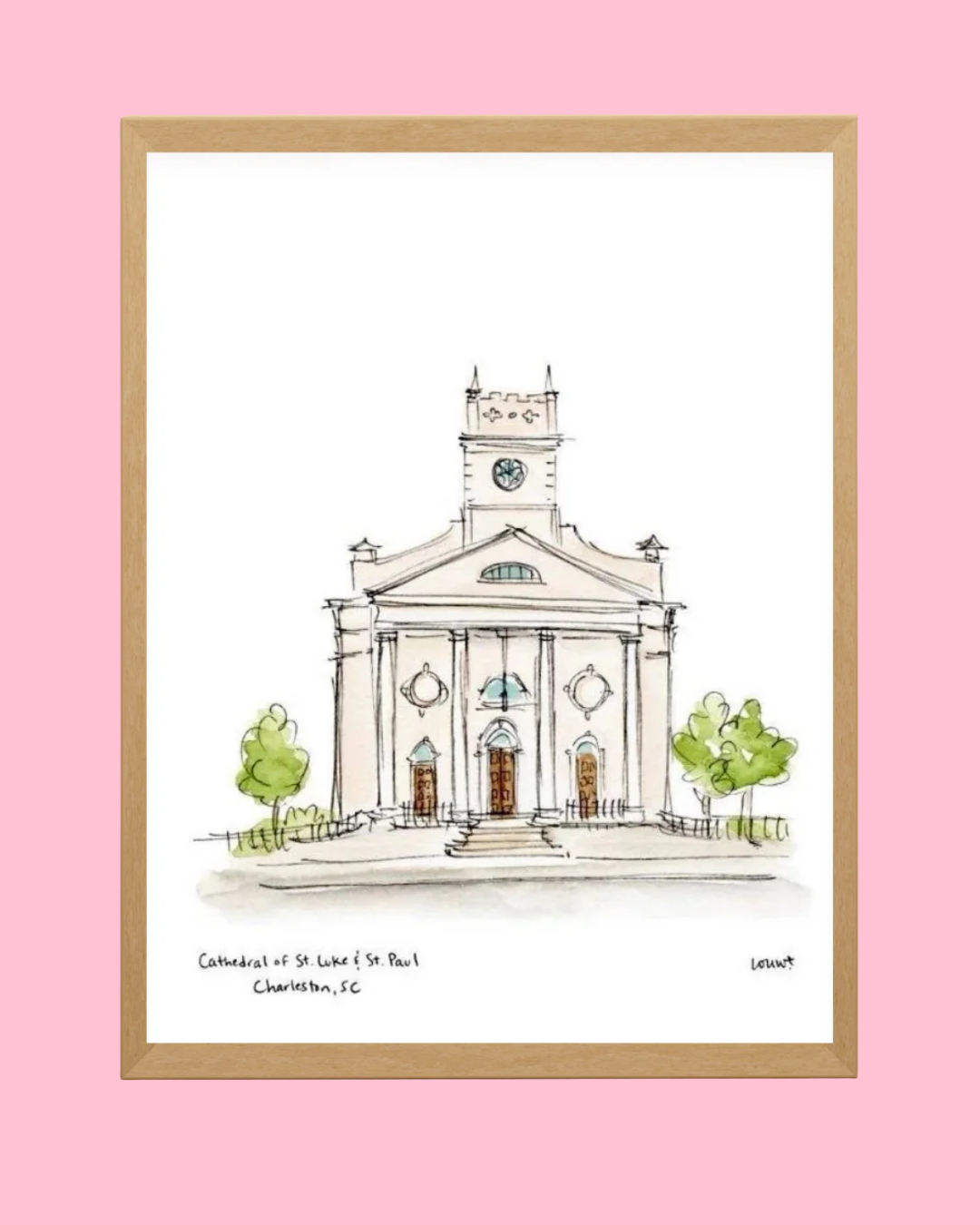 Charleston, South Carolina - Cathedral of St Luke & St Paul. Art Print