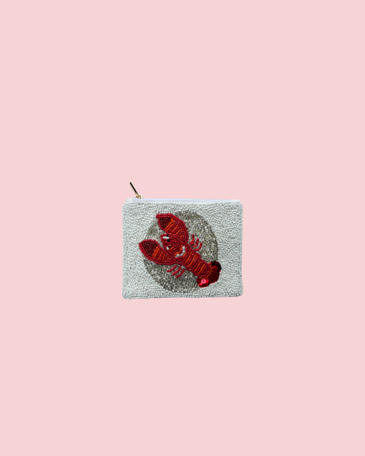 Lobster Themed Fully Beaded Coin Purse