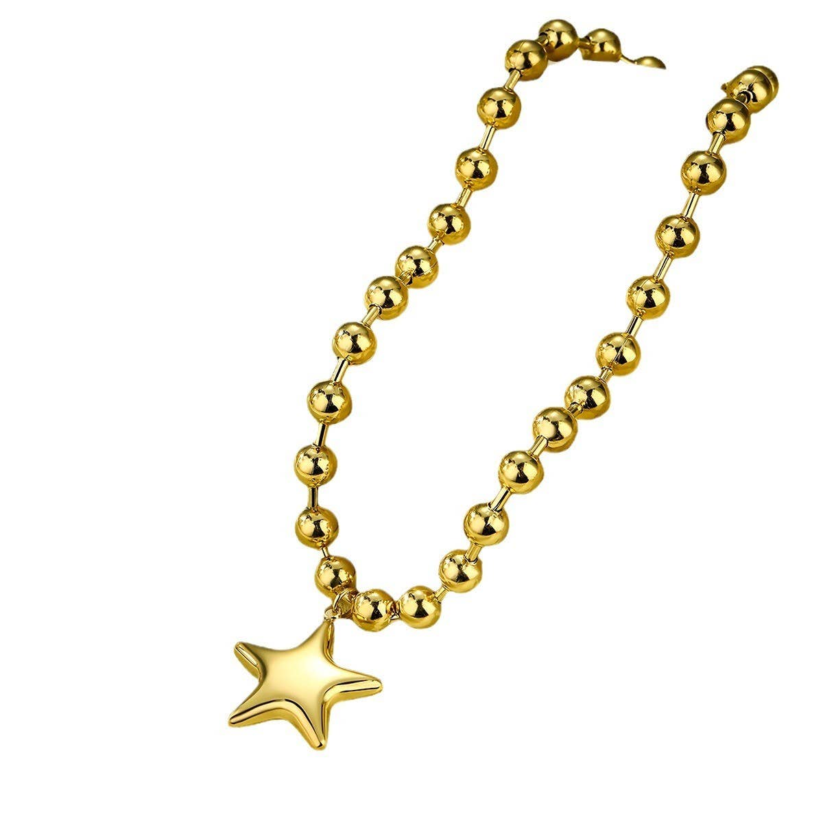 Puffy Star Chunky Ball Chain Necklace
