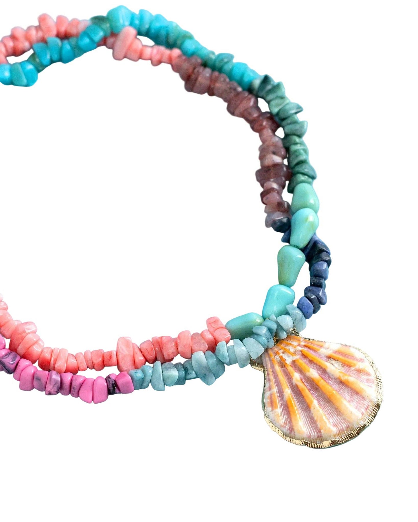 Coral Mirage Shell Pendant Necklace