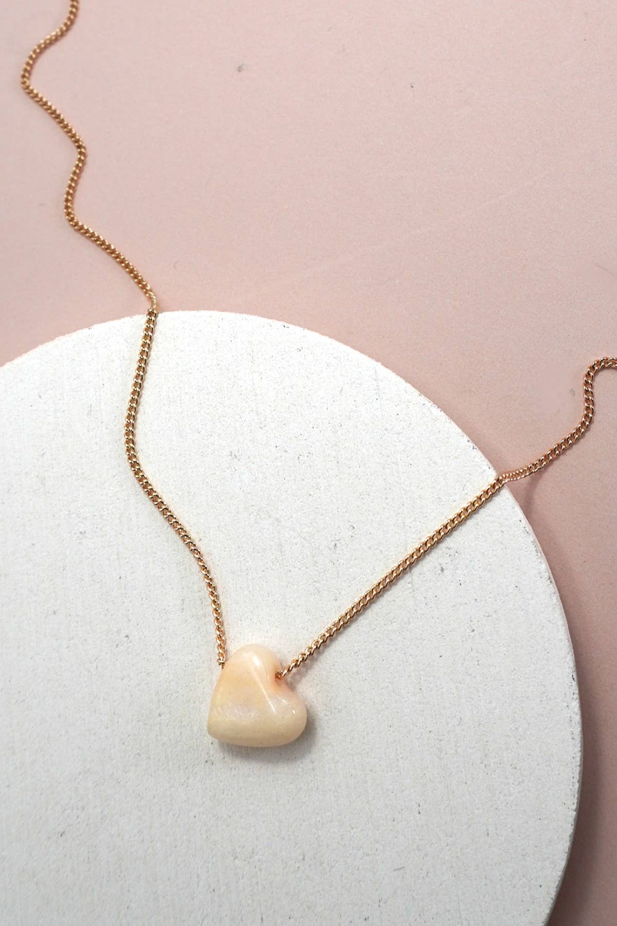 Natural Stone Heart Charm Necklace