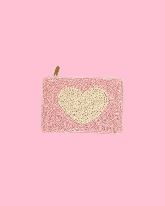 Heart  Beaded Coin Purse