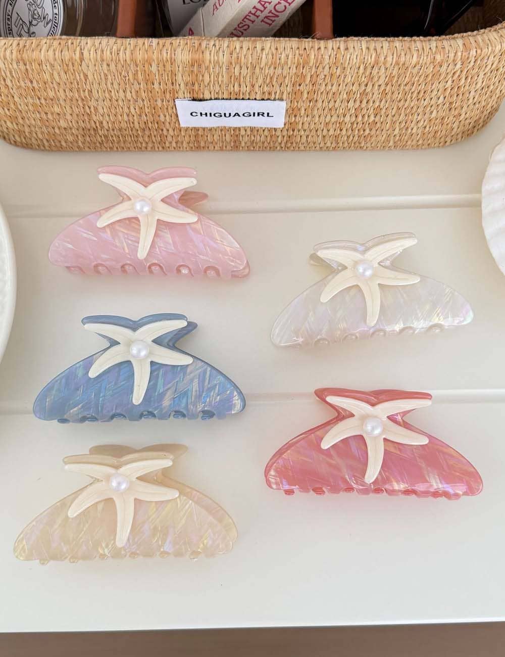Trendy Pearl Starfish Medium Hair Claw