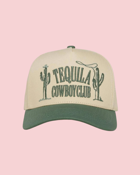 2-Tone 3D Embroidered Cap - Tequila Cowboy Club - Sage/Beige