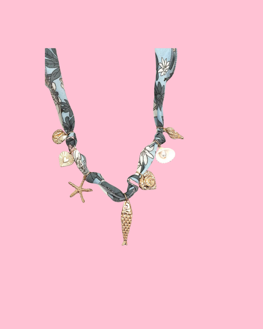 SCARF CHARM NECKLACE-FISH HEART SEASHELL CONCH | 80N92324