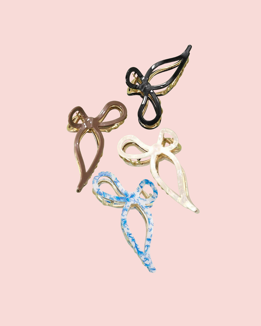 JUMBO CELLULOSE CASTING BOW HAIR CLAW CLIPS | 40H759