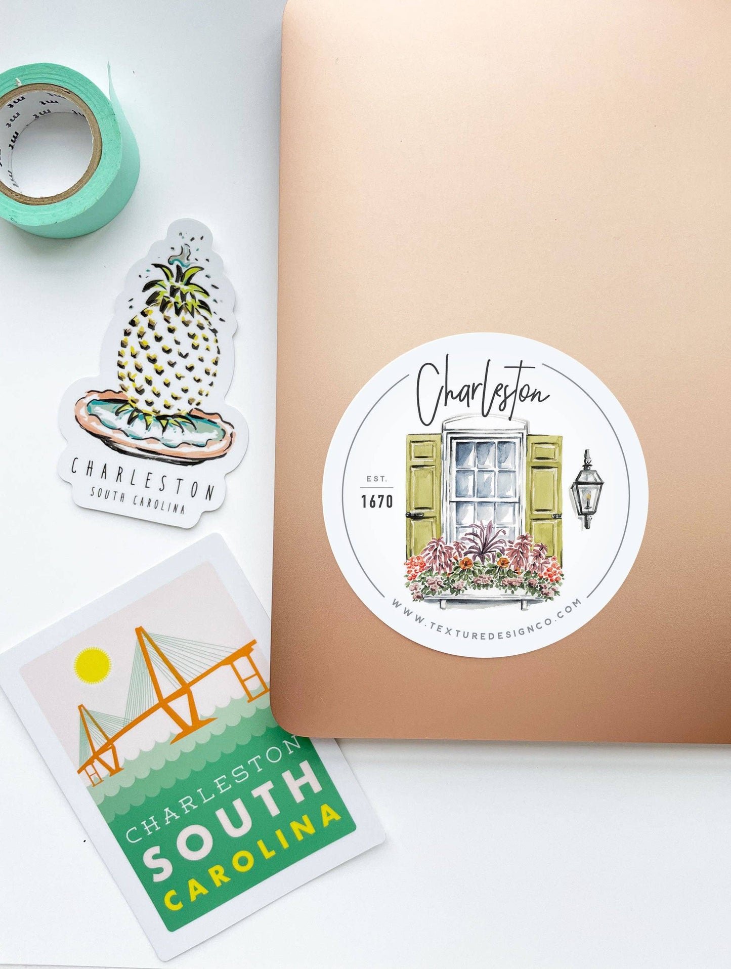 The Charleston Flower Box Sticker in White