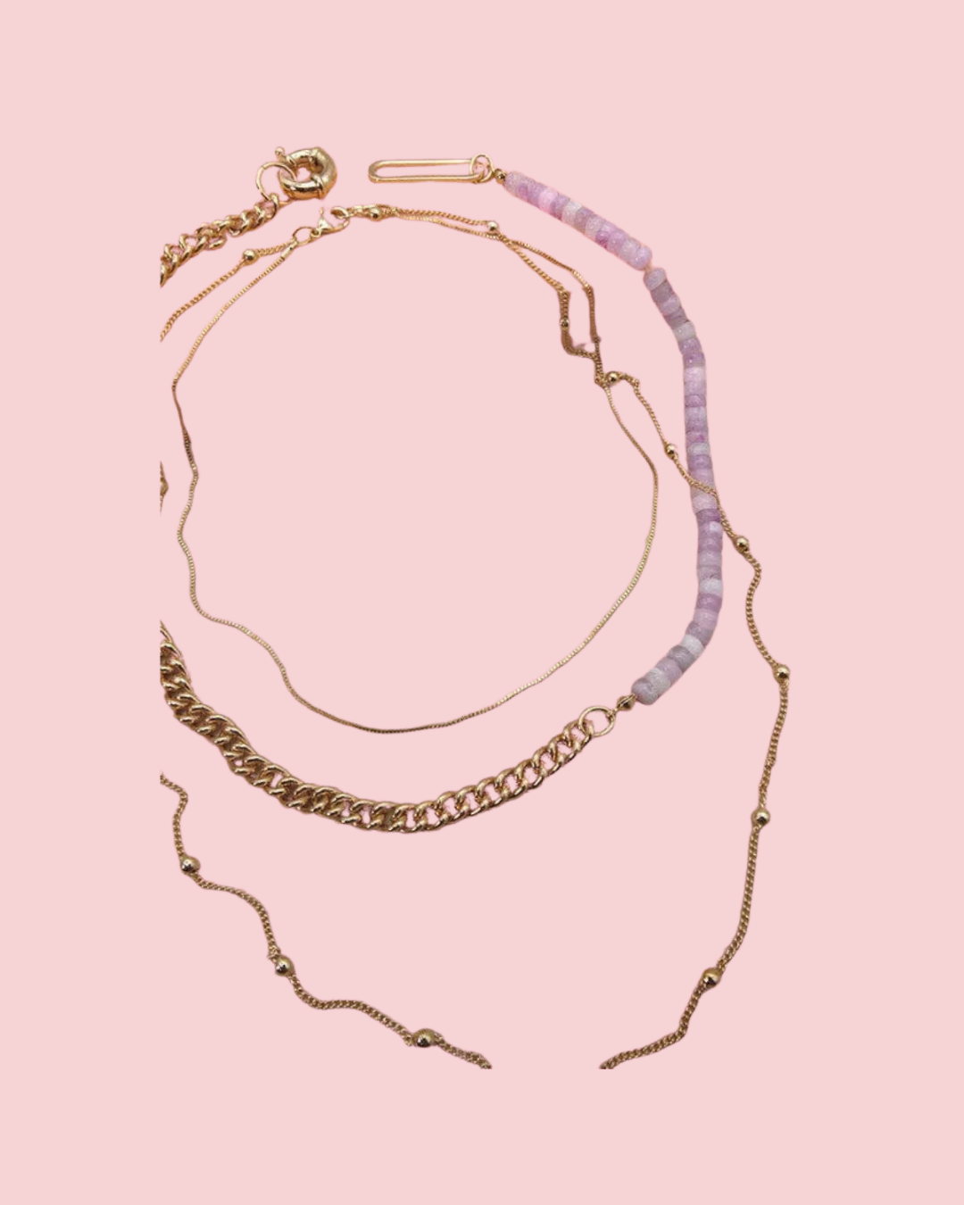 LAVENDAR BEAD TOGGLE MULTI LAYER NECKLACE