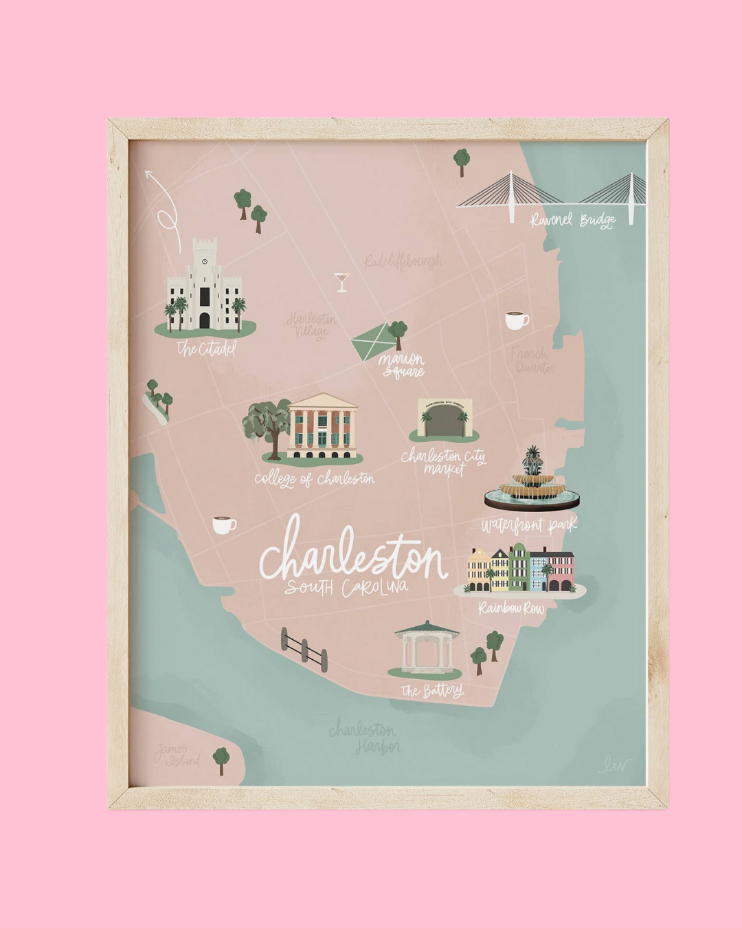 Charleston, SC Illustrated Map Print