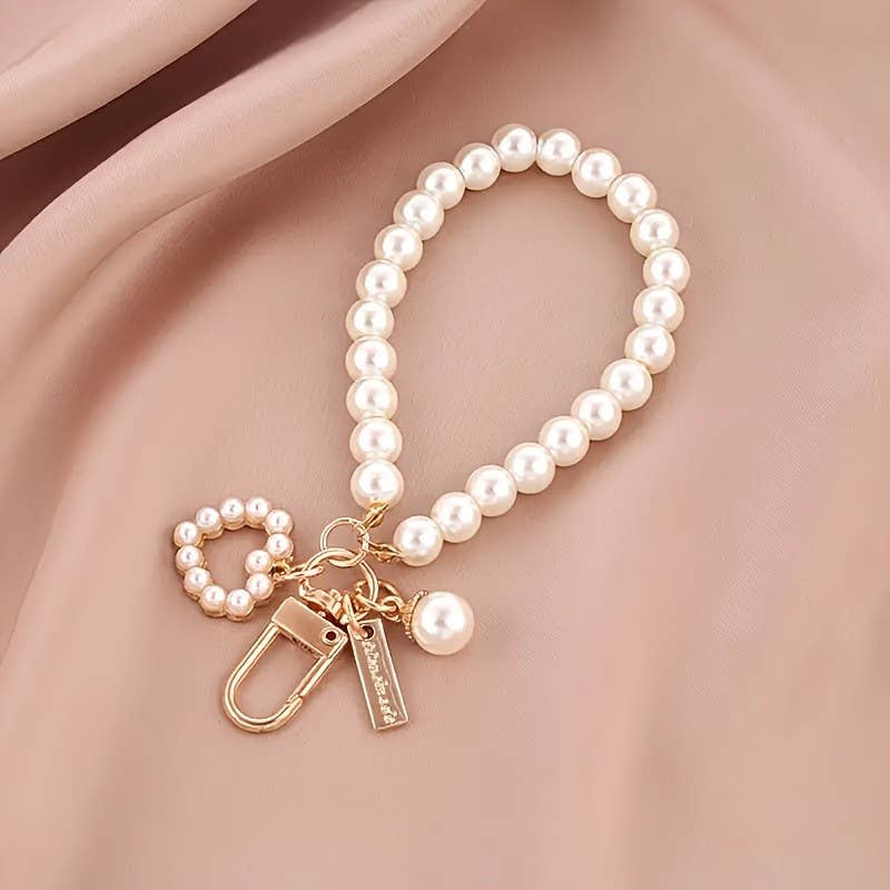 Pearl Bow Heart Seashell Keychain