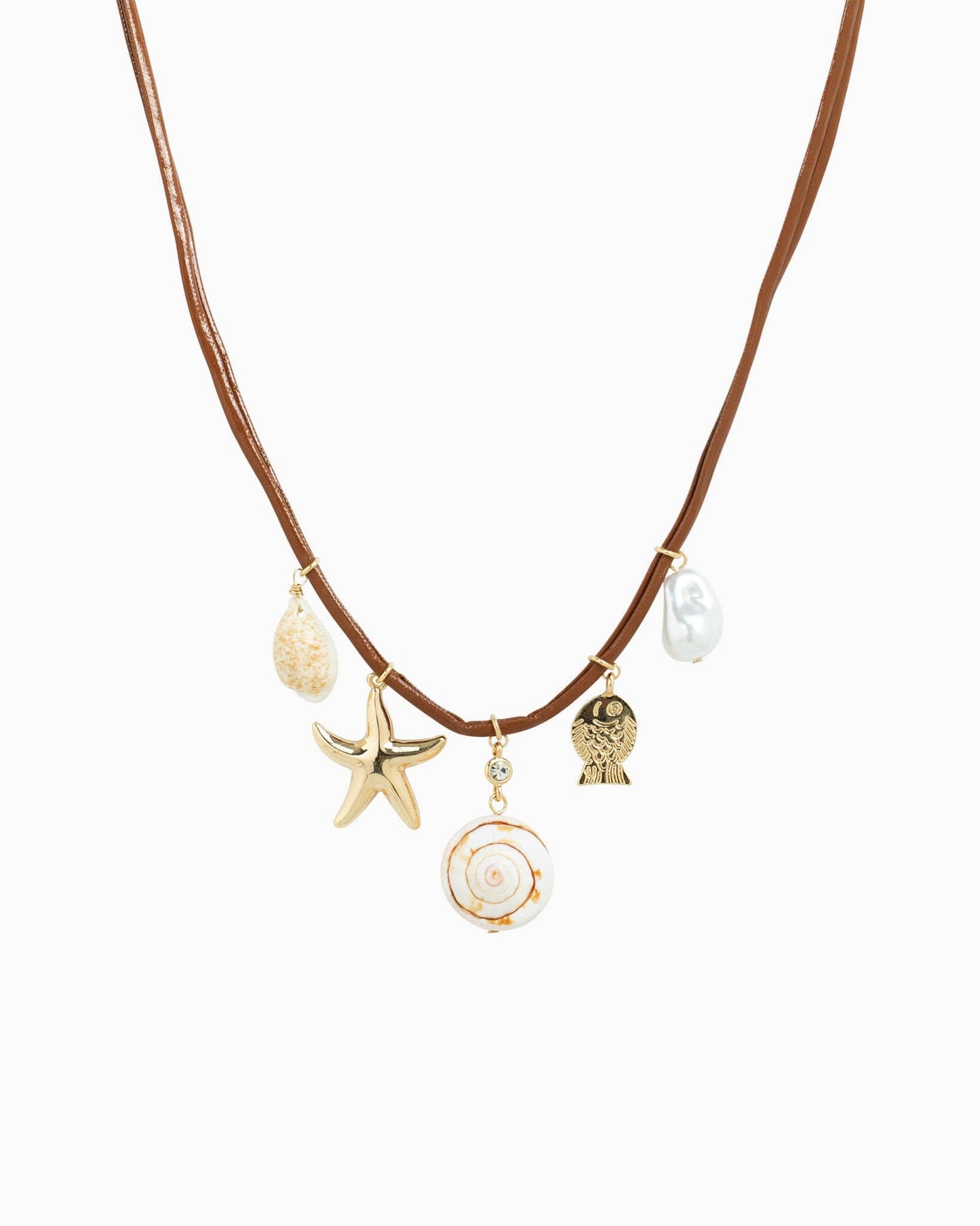 Beach Mode Golden Tides Charm Cord Necklace