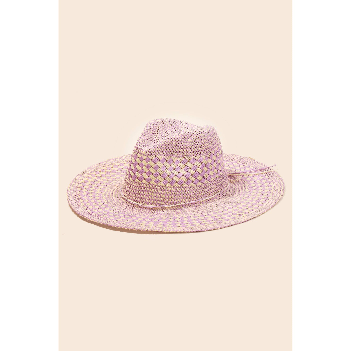 Checkered Straw Weave Sun Hat