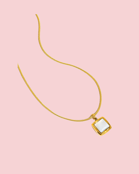 Berenice 18K Gold Non-Tarnish Square Shell Necklace