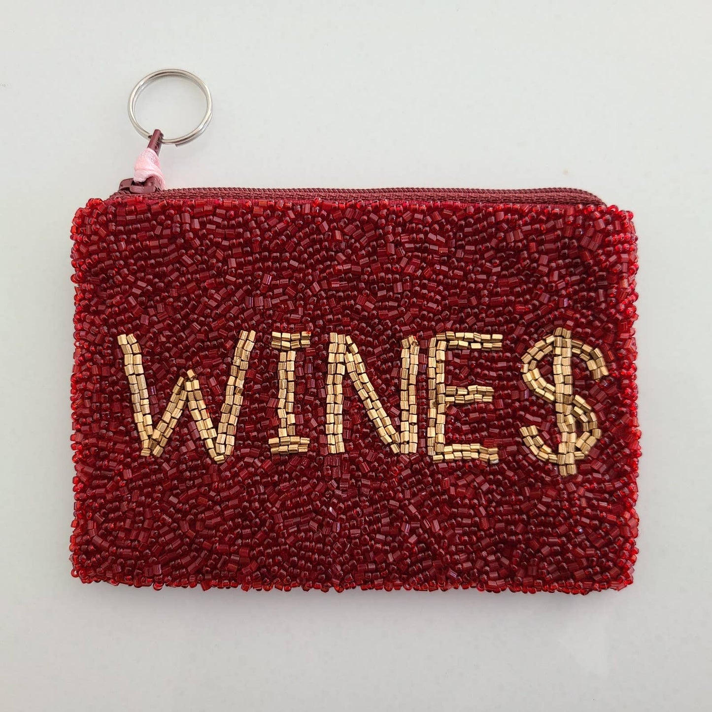Wine$ Beaded Coin Purse