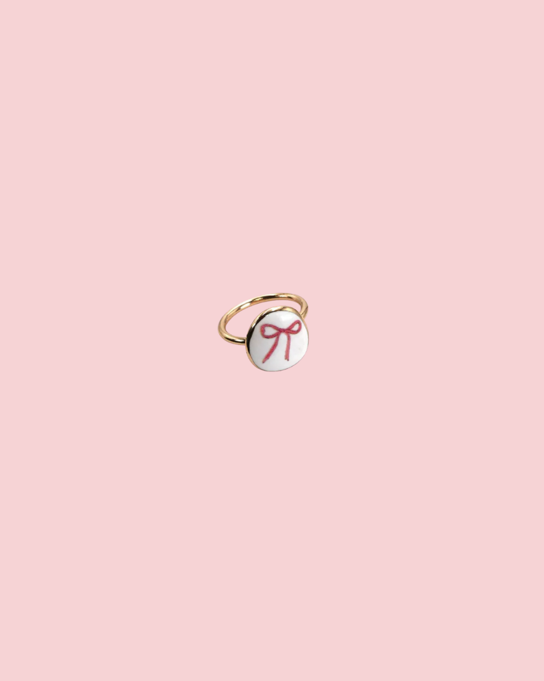 Porcelain Gold Edged Bow Ring