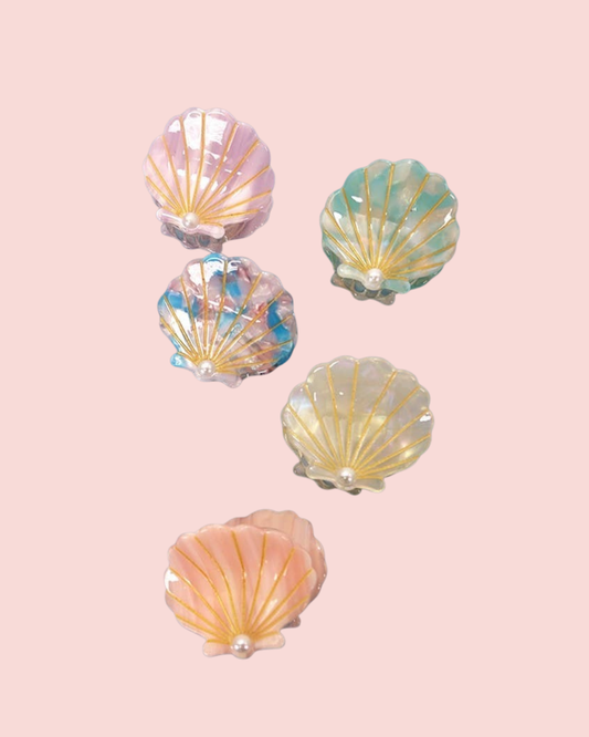 BEACH OCEAN CELLULOSE SEASHELL HAIR CLAW CLIPS | 40H782