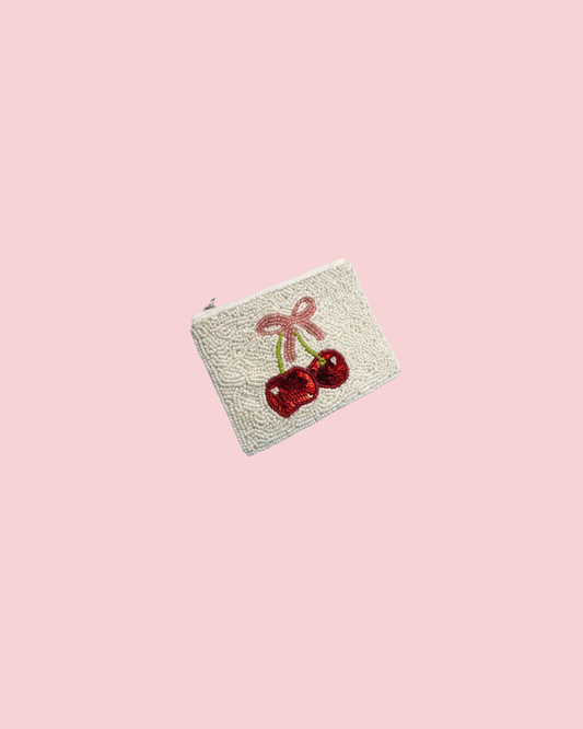 Cherries Beaded Coin Purse 