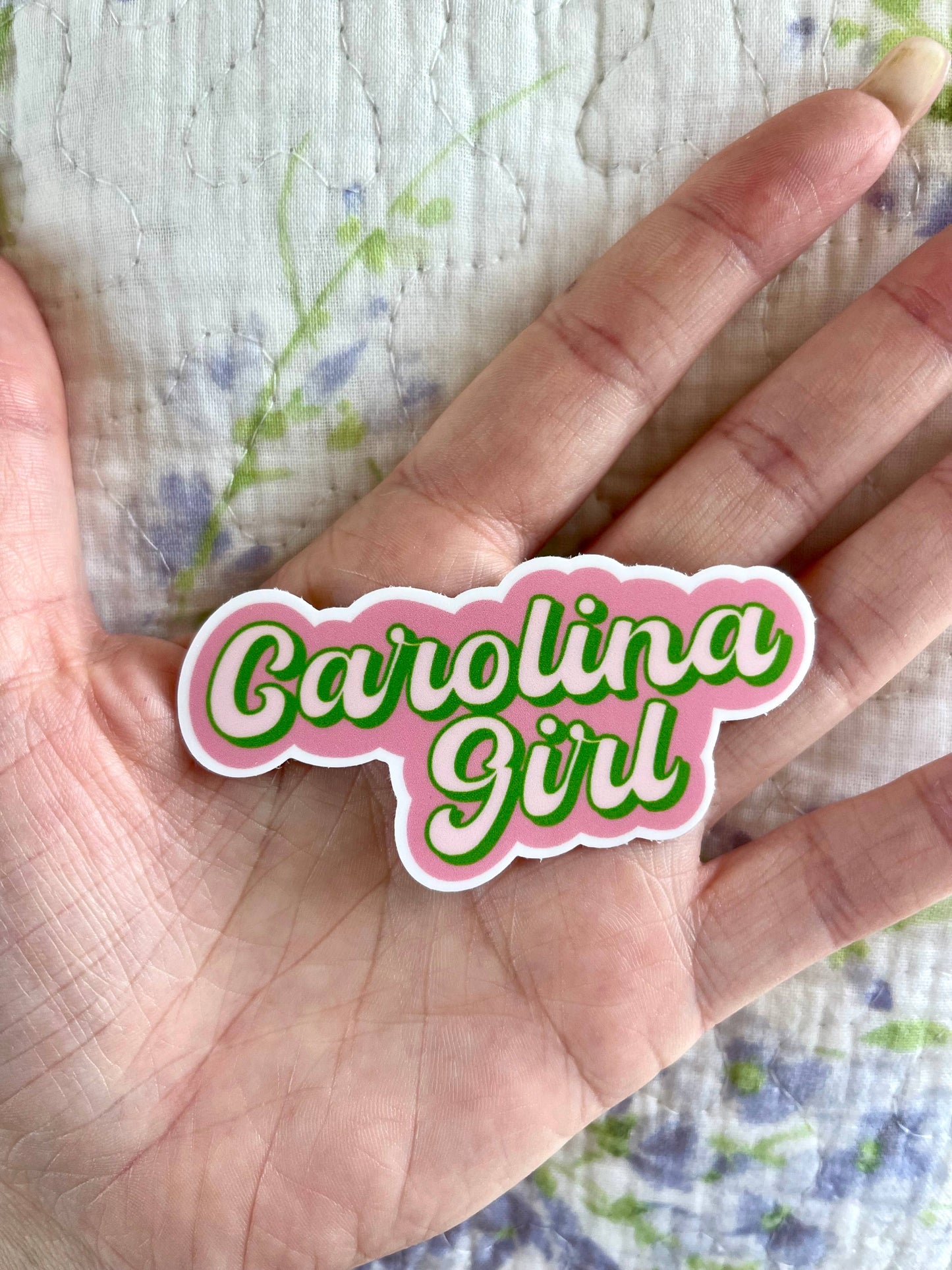 Carolina Girl North or South Pink and Green Vinyl Sticker