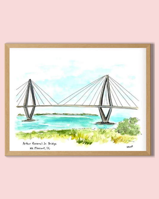 Charleston, South Carolina - Arthur Ravenel Jr Bridge. Art Print