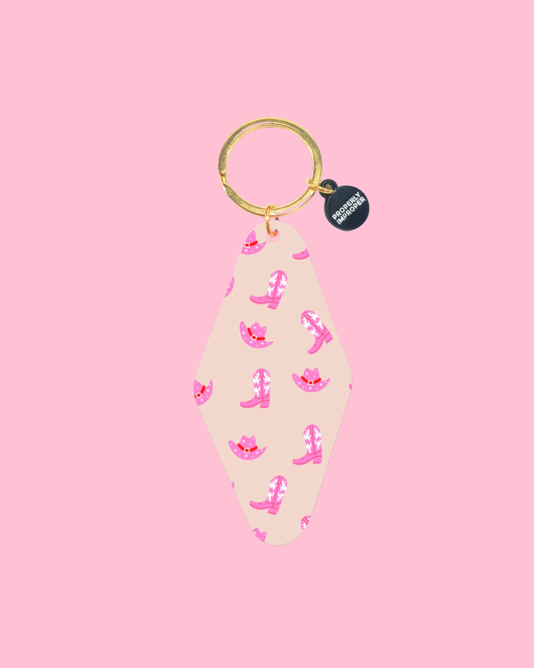 Cowgirl Boot and Hat Printed Keychain
