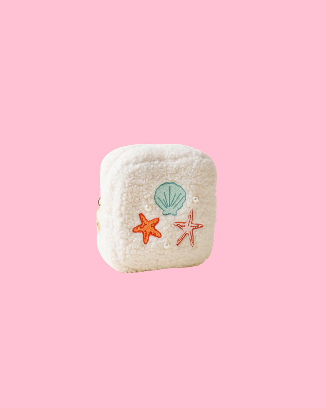 Teddy Pouch-Square Seashells + Pearls
