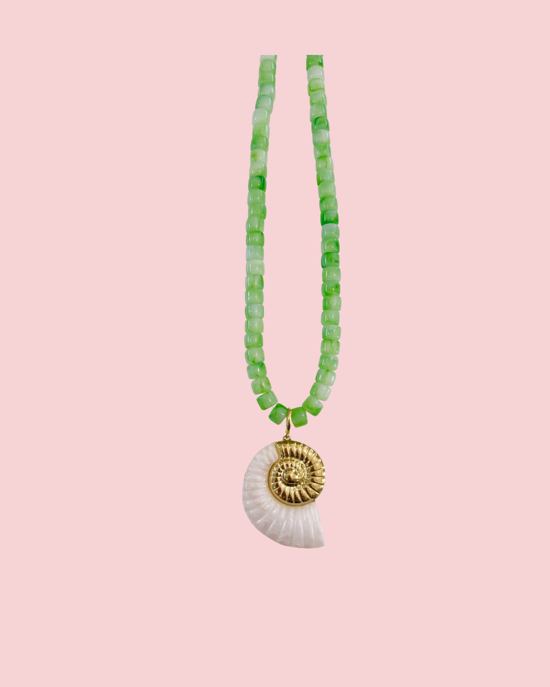 Camila Green Beaded Necklace with Shell