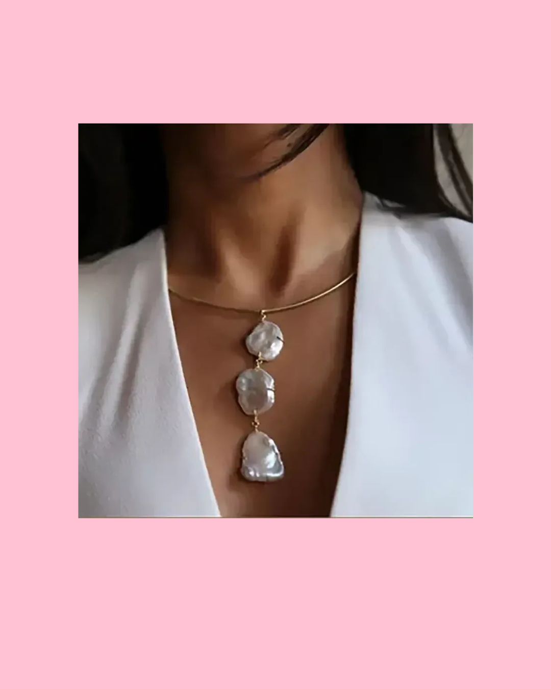 Tubular Gold Collar Necklace with Freshwater Pearls