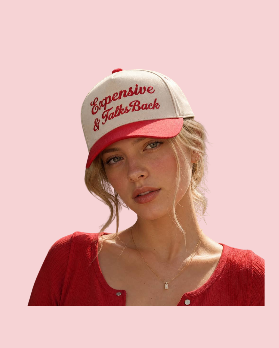 Expensive & Talks Back Embroidered Two Tone Trucker Hat