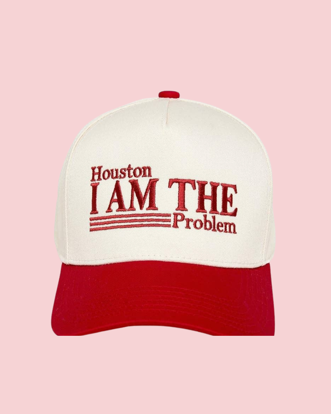 Two Tone Cap - Houston I am The Problem - Beige/Red