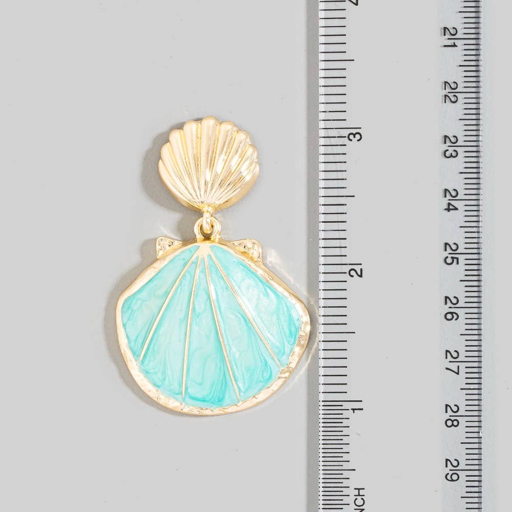 Enamel Double Seashell Drop Earrings